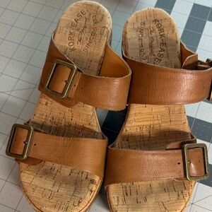 Kork-Ease Brown Leather Sandals with Buckles
